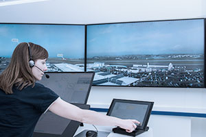 Female Air Traffic controller at working position